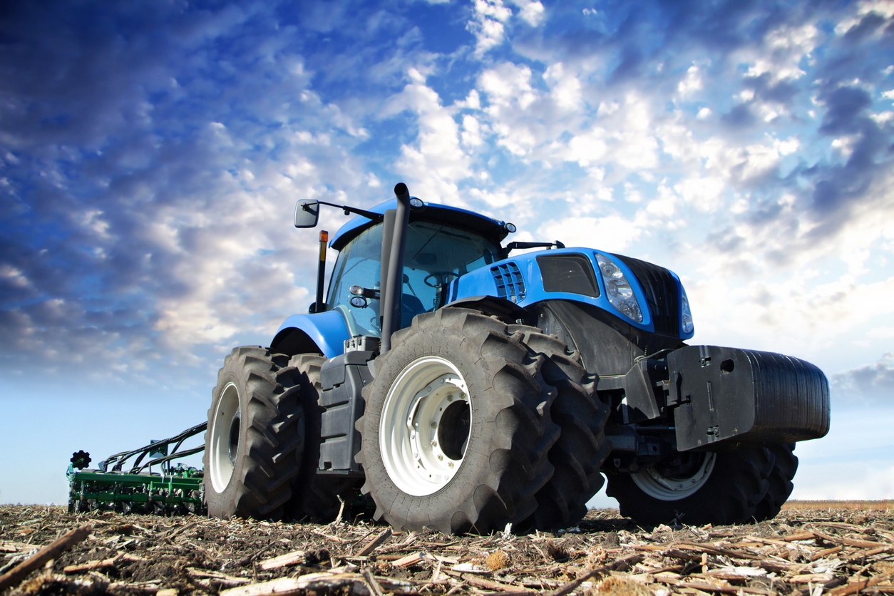 Blue farm tractor brand